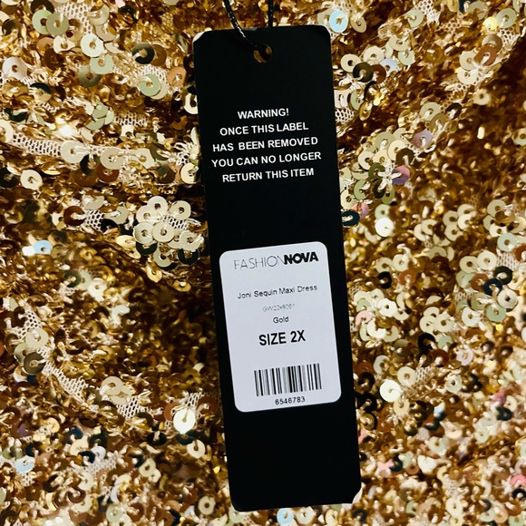 Gold Sequin Embellished Gown Dress - Picture 12 of 12